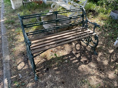 Lot 2334 - A Victorian green painted cast iron garden...