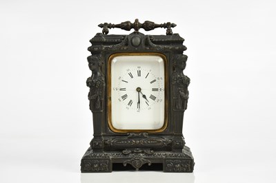 Lot 2375 - A late 19th century spelter timepiece, the...