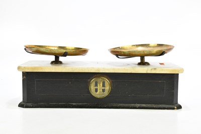Lot 1317 - A set of Victorian balance scales with marble...