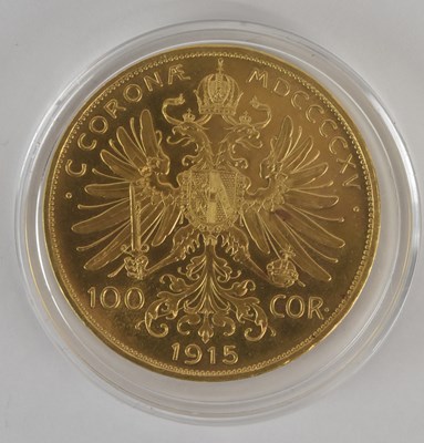 Lot 1371 - A Franz Joseph I Austrian 100 coronas gold...