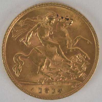 Lot 1396 - A George V half sovereign, 1914.