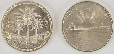 Lot 1438 - Two Iraq Republic one dinar coins, comprising...