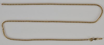 Lot 1234 - A 9ct gold dainty box link necklace, with ring...