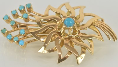 Lot 1279 - A vintage Egyptian gold brooch of floral...