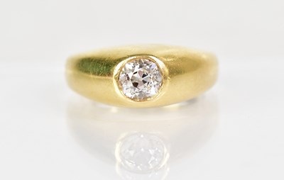 Lot 1262 - An 18ct yellow gold diamond solitaire ring,...