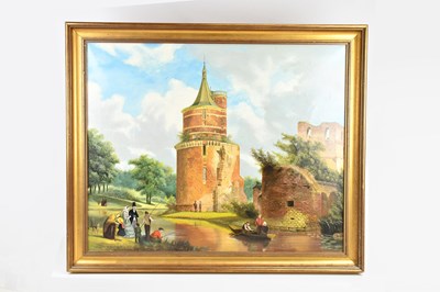 Lot 539 - ALAN JAMES; oil on canvas, fishermen beside...