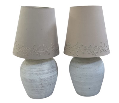 Lot 105 - A pair of modern white glazed studio ceramic...