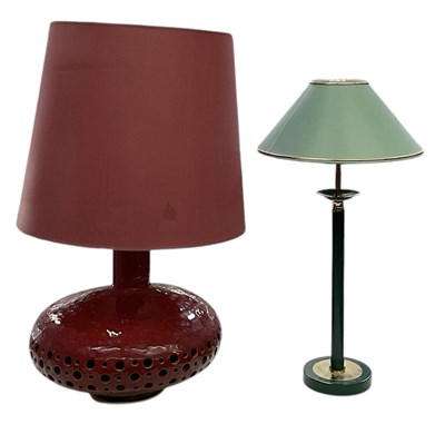 Lot 107 - A 1970s abstract red glazed pottery squat...