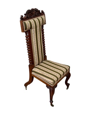 Lot 2175 - A Victorian rosewood prayer chair upholstered...
