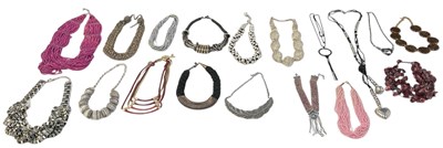 Lot 1326 - Eighteen costume jewellery necklaces including...