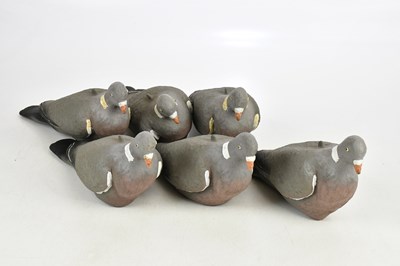 Lot 2497 - A group of six rubber decoy pigeons (6)