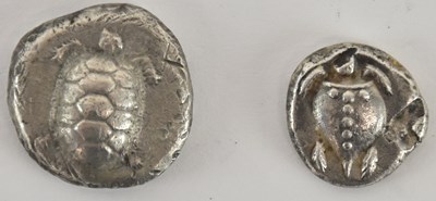 Lot 1413 - Two Islands off Attica Aegina silver staters,...