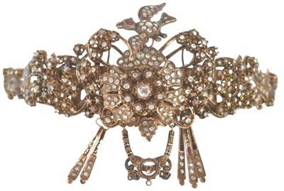 Lot 1129 - An antique rose coloured metal diamond set...