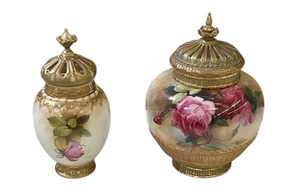 Lot 473 - ROYAL WORCESTER; two early 20th century hand...