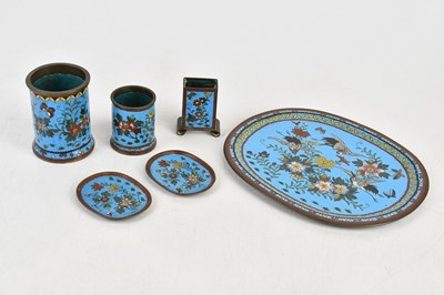 Lot 30 - A Japanese cloisonné six piece desk set,...