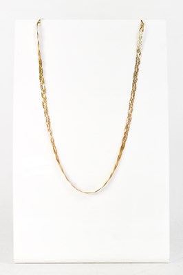 Lot 1072 - A 9ct yellow gold flat plaited chain link...