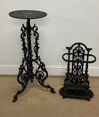 Lot 504 - A cast iron plant stand, height 78.5cm,...