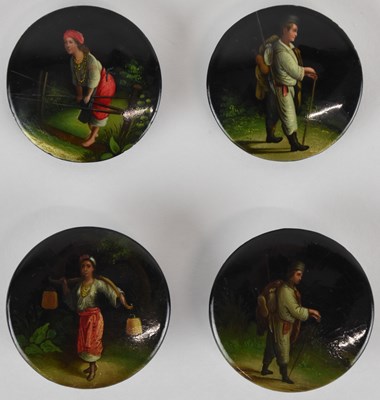 Lot 356 - Four 19th century Continental hand painted...