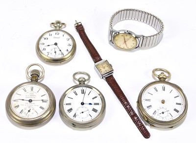 Lot 1302 - Four silver plated pocket watches