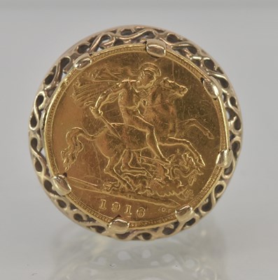 Lot 1157 - A George V half sovereign, 1916, in 9ct yellow...
