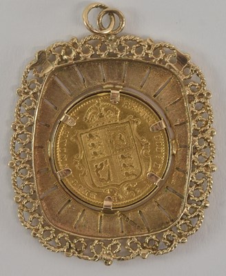 Lot 1216 - A Victoria half sovereign, 1892, shield back,...