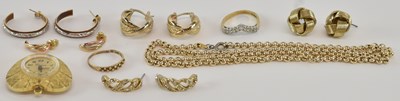 Lot 1137 - Two pairs of yellow metal earrings, combined...