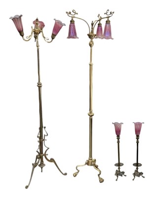 Lot 90 - Two early 20th century Art Nouveau brass three...