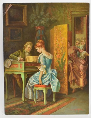 Lot 171 - JOSÉ A MONTOYO; a late 19th century oil on tin,...