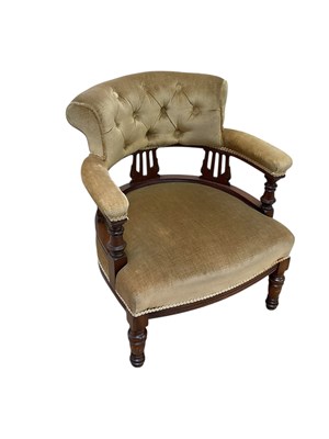 Lot 2188 - A Victorian walnut and upholstered tub chair.