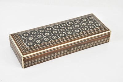 Lot 1326 - An Anglo-Indian inlaid bone micromosaic glove...