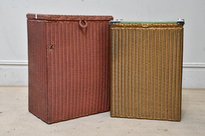 Lot 2190 - LLOYD LOOM; a glass topped linen basket and a...
