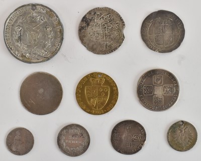 Lot 1441 - A George III 1745 shilling, Queen Victoria...