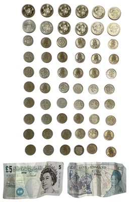 Lot 1404 - A collection of forty-eight one pound coins,...