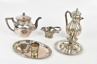 Lot 1464 - A Continental white metal tray of oval form,...