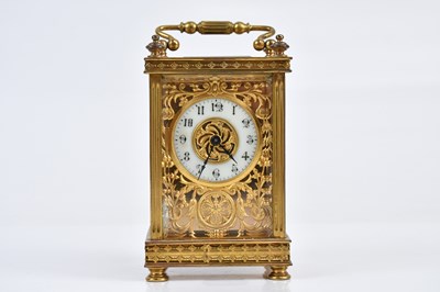 Lot 2396 - A 19th century gilt brass carriage clock, the...