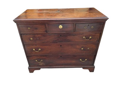 Lot 2151 - A 19th century mahogany chest of three short...