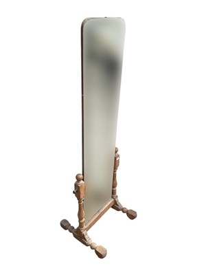 Lot 2158 - An early 20th century oak framed cheval mirror.