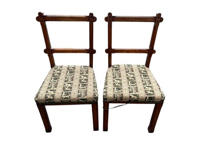 Lot 2274 - A pair of Victorian pitch pine hall chairs, on...