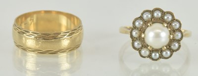 Lot 1174 - A 9ct yellow gold wedding band, size O, and a...