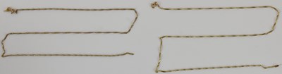 Lot 1240 - Two 9ct yellow gold twist link necklaces, both...