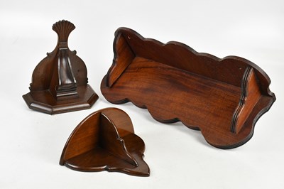 Lot 1322 - Three mahogany wall brackets, largest length...