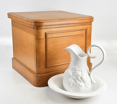 Lot 2157 - A modern pine commode and a decorative ceramic...