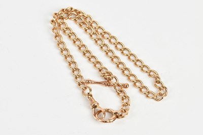 Lot 1655 - A 9ct yellow gold curb link Albert chain, with...