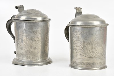 Lot 1376 - A near pair of 18th century Continental pewter...