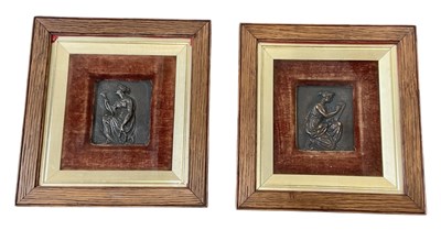 Lot 332 - A pair of small square bronze plaques...