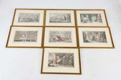 Lot 460 - AFTER THOMAS ROWLANDSON; seven hand coloured...
