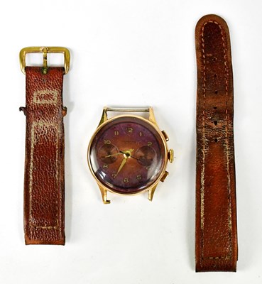 Lot 1175 - An 18ct gold cased Swiss Chronograph, the dial...