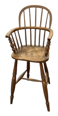 Lot 53 - An oak and elm spindle back Windsor type child'...