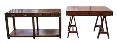 Lot 36 - A reproduction brass bound campaign style two...