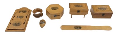 Lot 301 - MAUCHLINE WARE; seven pieces comprising a...